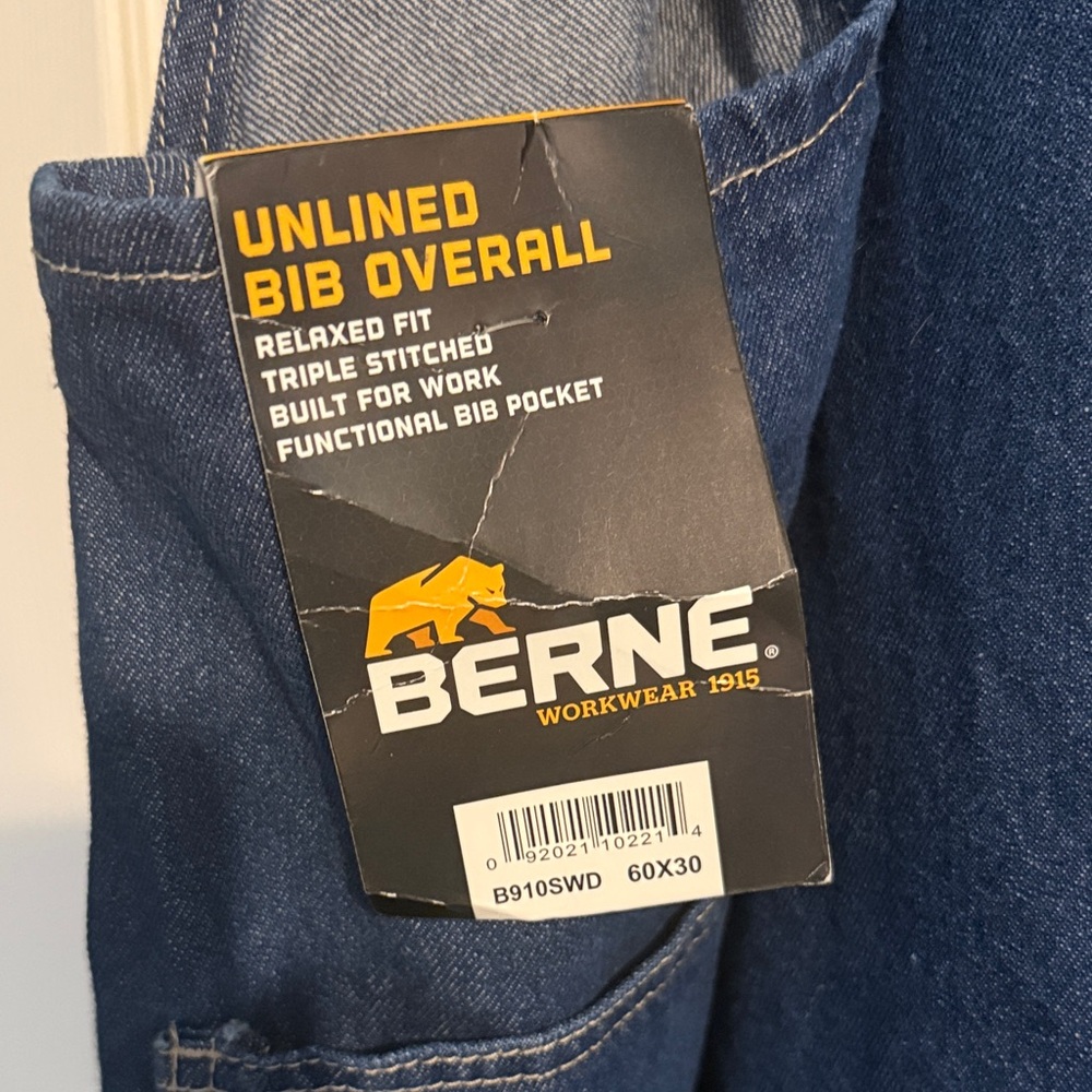 Men's Berne Classic Blue Denim Overalls Big and Tall - Picture 2 of 5